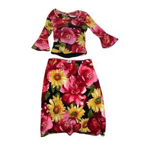 Inc Vintage Floral Skirt Set Size Small